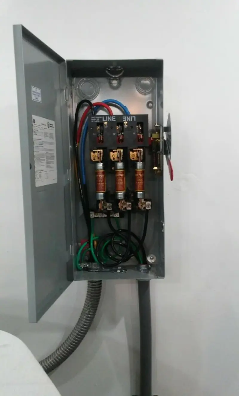 Three-phase disconnect switch installed for Electrical Wiring & Rewiring in Larch Way